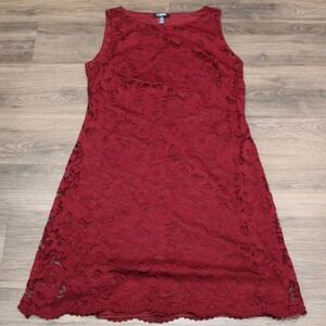Chaps Burgundy Lace Sleeveless Dress Size‎ 10 Party Cocktail Career